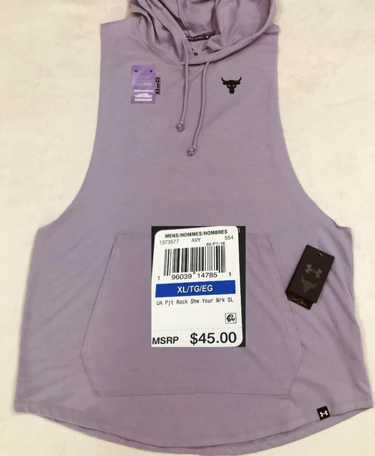 New..under Armour Men Xl Project Rock Show Your Work Sleeveless Hoodied Tee