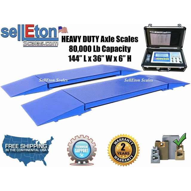 HEAVY DUTY 12' Truck Axle Scale With 5" LED Scoreboard 80,000 lbs Wired