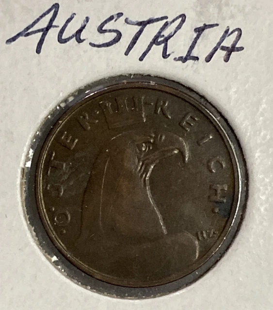 1925 Austria 1 Groschen | KM#2836 | One Cent Penny coin | Eagle | XF-AU+ |
