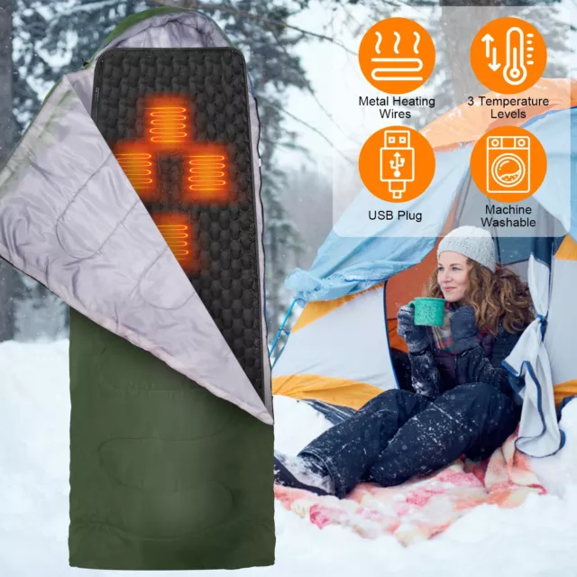 Heated Sleeping Bag Pad Outdoor USB Heating Sleeping Mat Camping Sleeping Pad