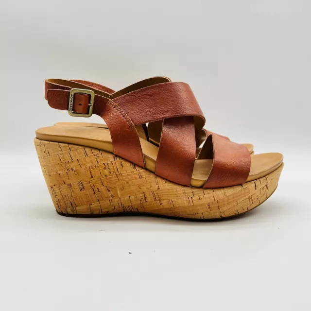 Kork Ease Sandals Womens 9 Brown Leather Platform Ankle Strap Comfort Shoes