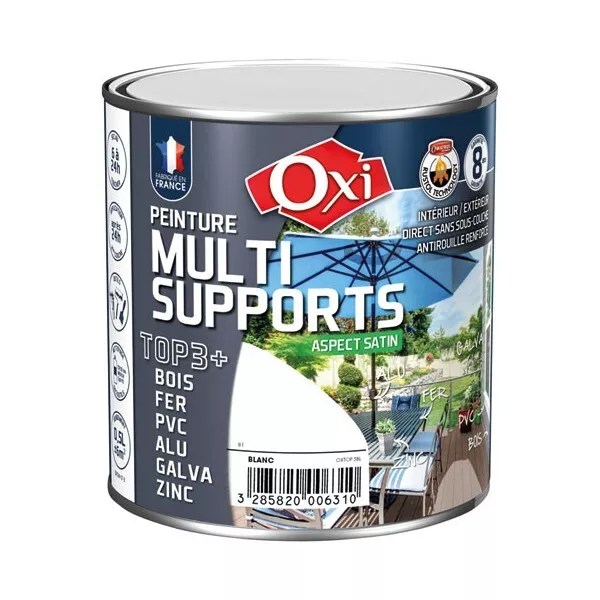 OXI - Peinture multi supports TOP3+ satin 0.5 L - blanc