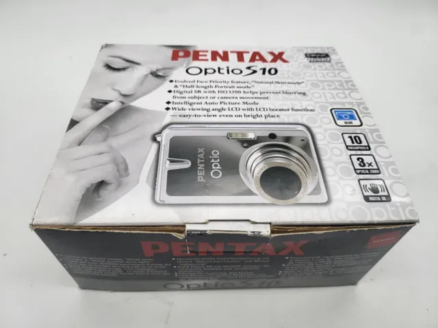 Pentax Digital Camera Optio S10 10.0MP Silver Tested