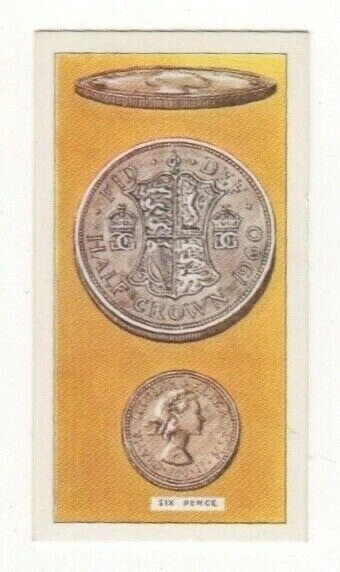 Confectionery trade card. English sixpence