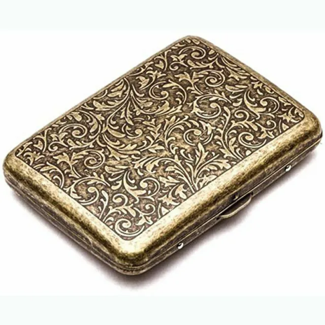 Vintage Metal Cigarette Case Box Gold Men Tobacco Holder for 20s 85mm King Size