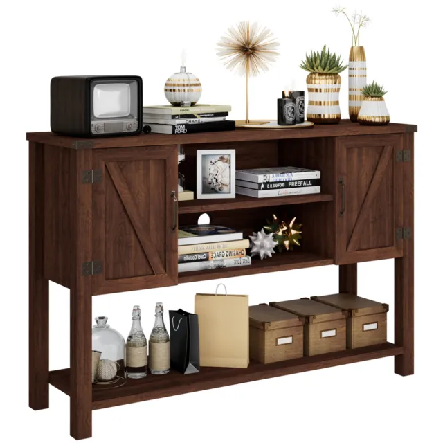 Gymax Buffet Sideboard Storage Cupboard Console Table W/ Open Shelf And Side