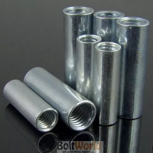 Allthread Rod Bar Stud Round Connector Nut Bright Zinc Long Nuts M5 M6 M8 M10 Bw