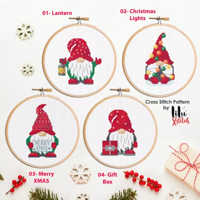 Christmas Gnomes Cross Stitch Pattern Set. Noel decoration chart by LiluXstitch