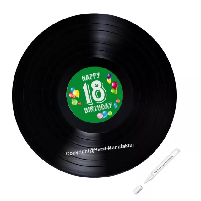 Gästenbuch zum 18. Geburtstag Schallplatte - Vinyl mit Lackstift Geschenkidee LP