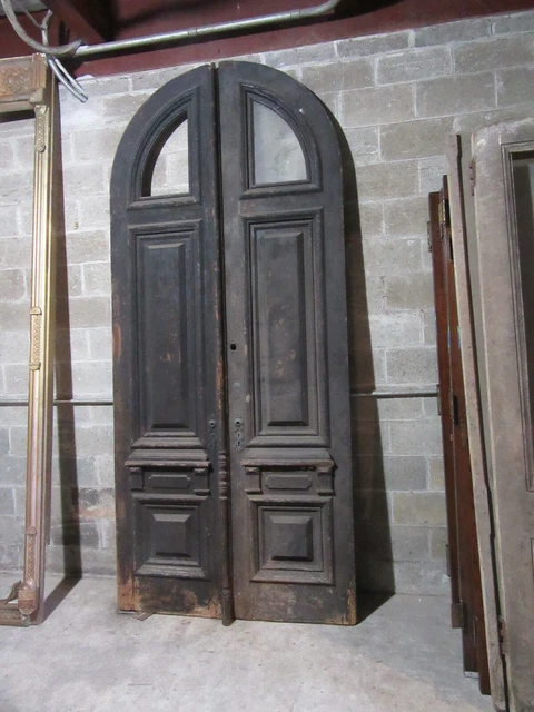~ Antique Walnut Double Entrance French Doors ~ 54 X 122 ~ Nyc Brownstone ~