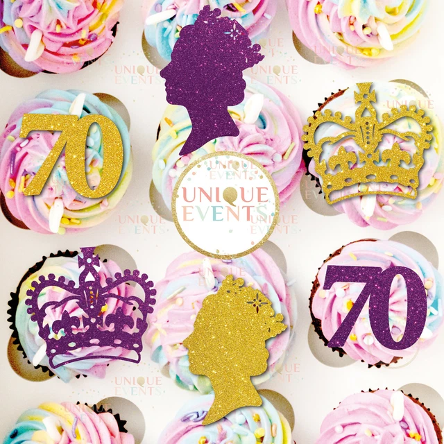 PLATINUM JUBILEE CUPCAKE Toppers Crown Queens Head 70 Jubilee cupcake