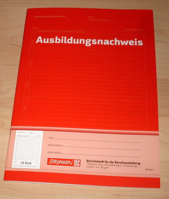 Berichtsheft A4 Von Brunnen - 28 Blatt Für Ausbildung & Berufsschule | Grünes Design