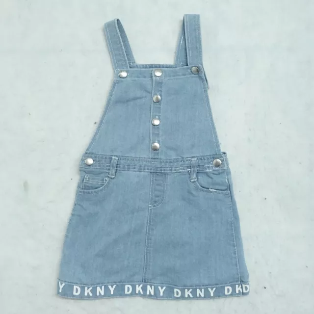 DKNY Overall Dungaree Dress Kid Girls' Size 6 Light Blue Denim Sleeveless Pocket