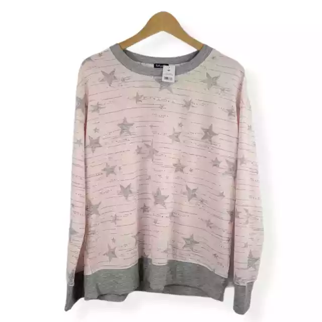 Splendid Star Pullover Sweatshirt Womens M Medium Pink Gray