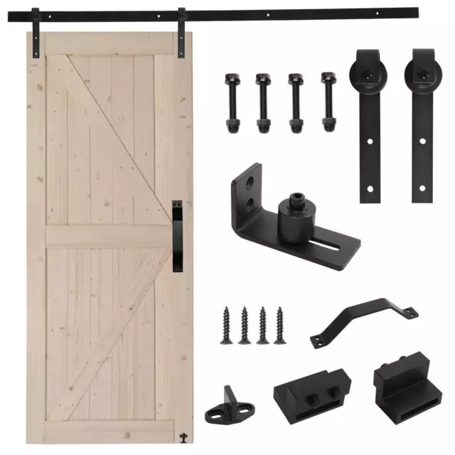 Sliding Barn Door Hardware Kit 6.6FT Modern Closet Hang Style Track Rail Black