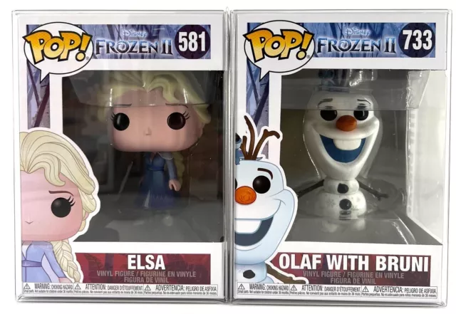 Funko Pop! Disney Frozen 2 Elsa #581 & Olaf w/Bruni #733 Set of 2 w/Protectors