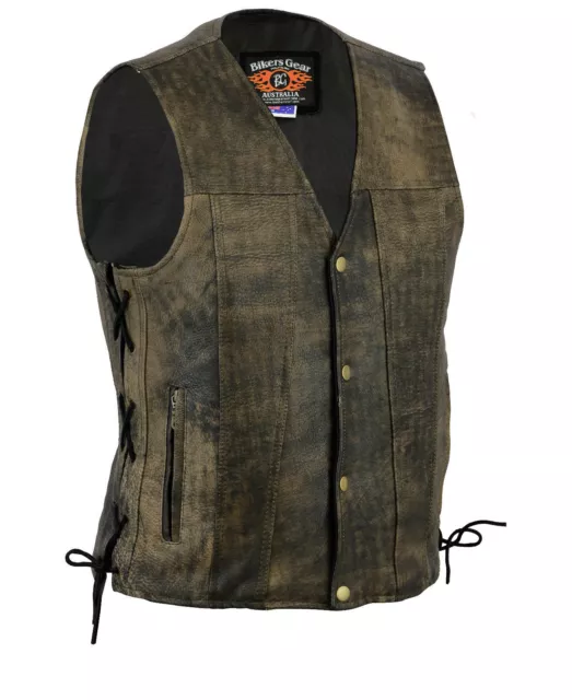 Australian Bikers Gear Harley style Motorcycle Distressed Leather Vest/Jacket 3