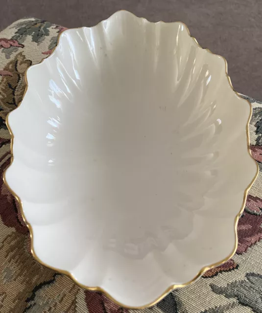 Vintage Lenox Symphony ivory, scalloped, footed bowl with 24 K gold trim on rim