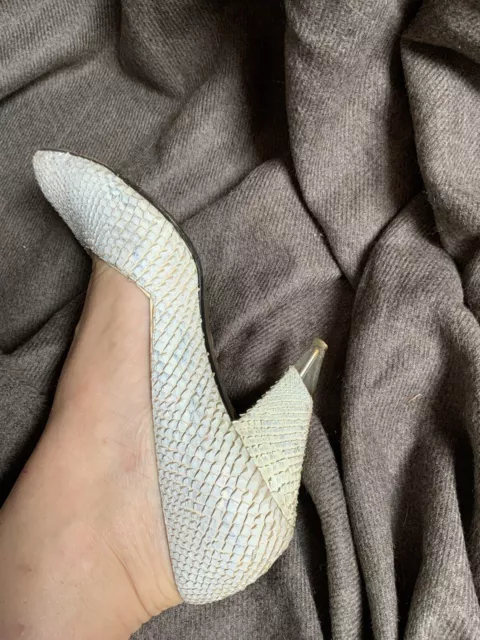 décolleté classiche bianche pelle vintage originali 80 anni Italia 37