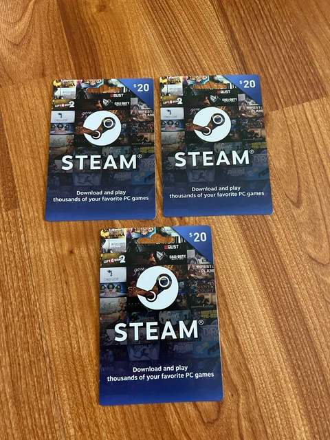 STEAM Gift card PC $60 value Prepaid Gift card ($20x3=$60 value)