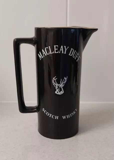 vintage WADE pottery Eng MACLEAY DUFF SCOTCH WHISKY ceramic water jug black stag