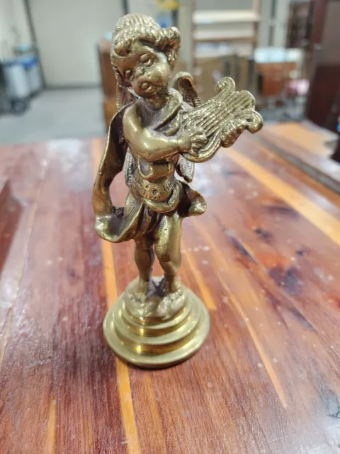 Antique Art Nouveau Michelangelo Sistine Chapel Brass Statue Naked Cherub ❤️sj3j