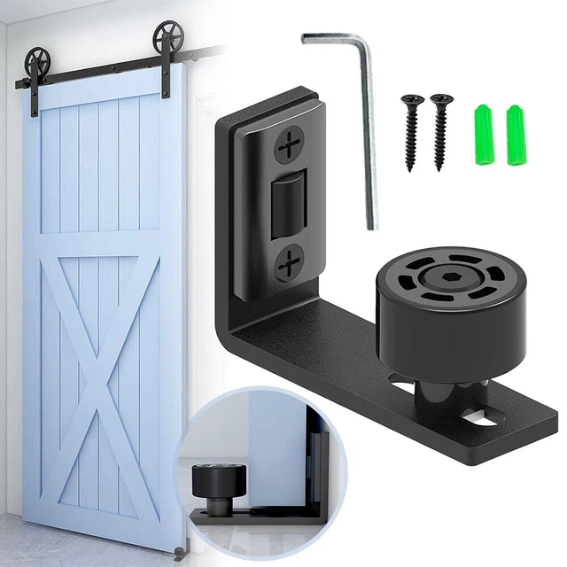 Extra Small Black Barn Door Bottom Floor Guide Adjustable Roller Hardware Flush To Floor - View #9