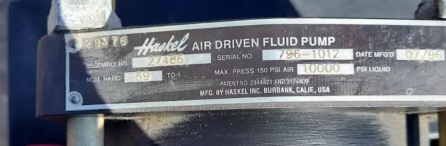 Haskel Air Driven Fluid Pump 27486