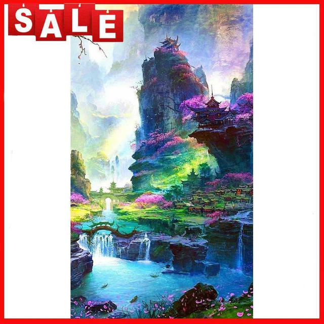 Idyllic Landscape 5D DIY Full Round Diamond Painting Rhinestone Decor Beadwork