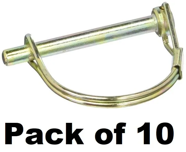 (10)  Double HH 81975  1/4" x 1-3/4" Round Wire Lock Hitch Pins w Coil Tension
