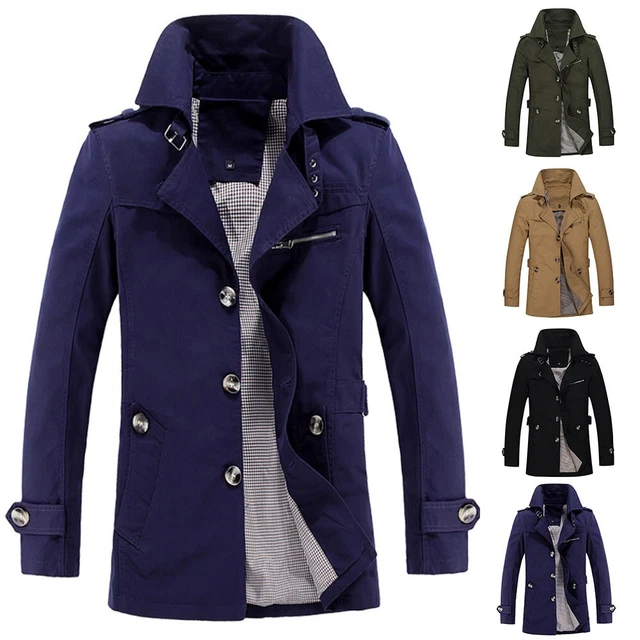 Fashion Mens Winter Warm Slim Trench Coat Long Jacket Overcoat Business Outwear