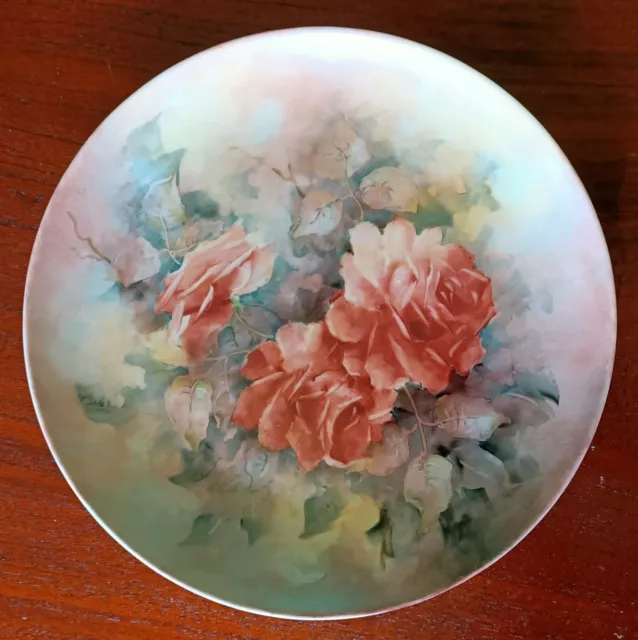 vintage hand painted rose cabinet plate