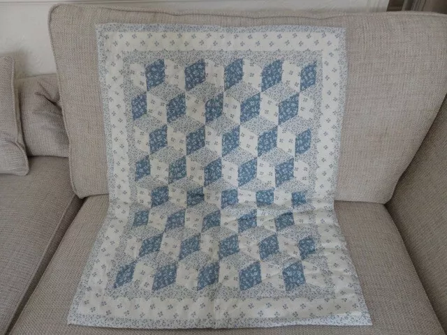 Handmade Baby’s Cot or Pram Quilt - Blue Laura Ashley Fabric