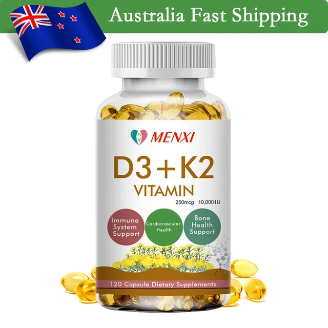 Vitamin K2 (MK7) with D3 120 Softgels, with 10000 IU Supplement, Immune Health