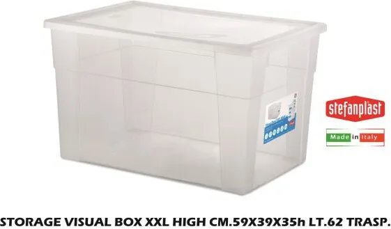 Storage Visual Box xxl high cm 59x39x35h lt 62 Trasparente Stefanplast SF13056