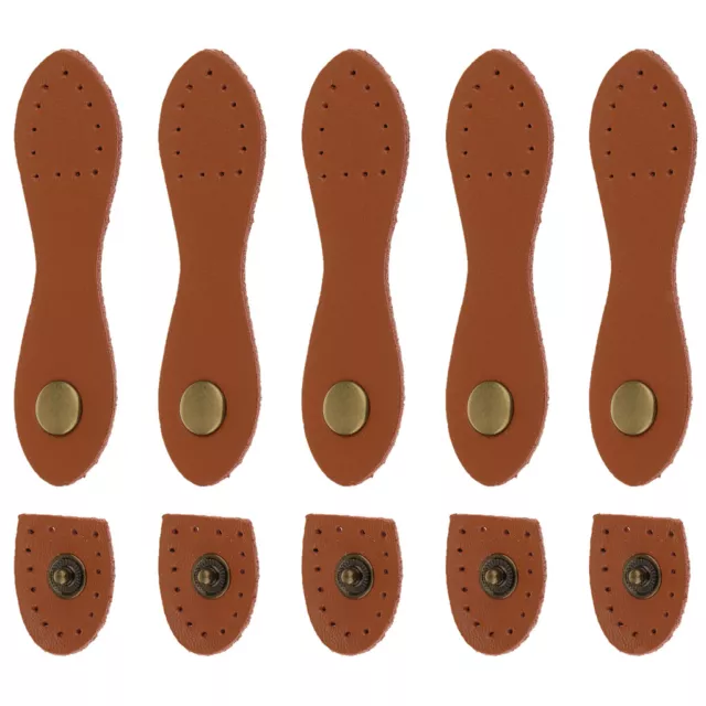 5 Sets Pear-Shaped Leather Buckles Purse Hasp DIY Bag Accessories Brown