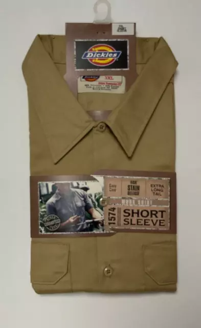 Dickies Work Shirt Mens Size 3XL Khaki Short Sleeve Front Pockets Twill   NWT