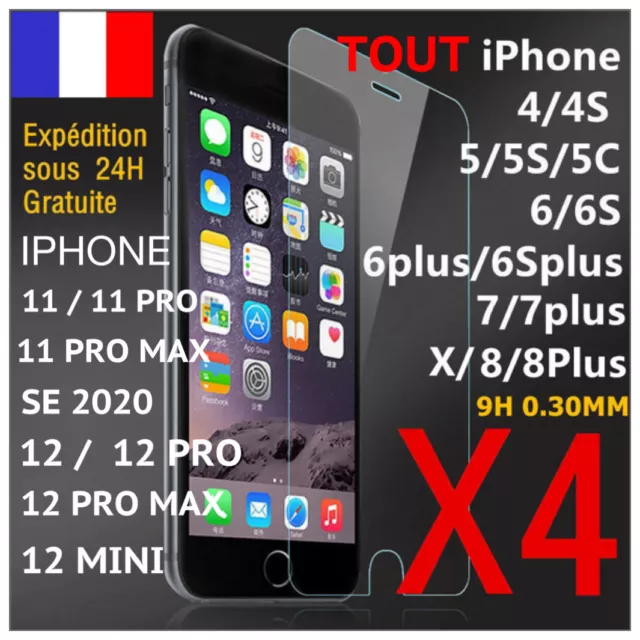 VERRE TREMPE PROTECTION ECRAN pour iPhone 11 12 PRO MAX SE 2020 6 7 8+ XS XR