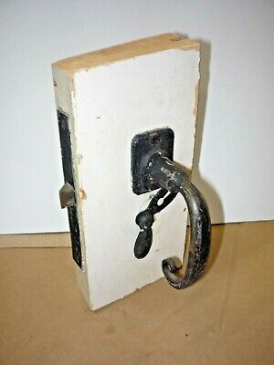 Vintage  Antique Entry Door Lock Set Black Handle  Knob Mortise Art Deco old