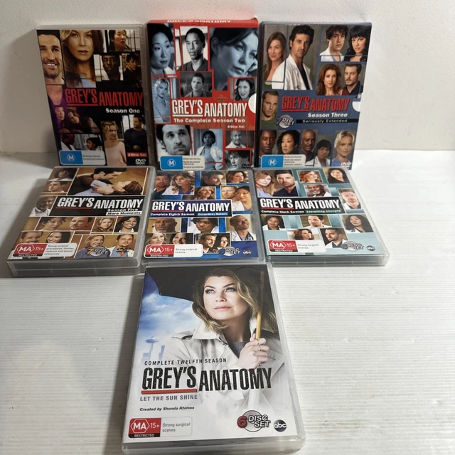 GREY'S ANATOMY DVD Seasons 1,2,3,5,8,9 & 12 Region 4 Australia VGC £29. ...