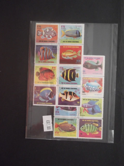 Collection of REP fish themed stamps. OF GUINEA stamps with fishes