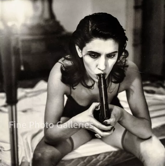 1988 Vintage HELMUT NEWTON Female Model  Drama JO CHOMPA With Hand Gun Photo Art