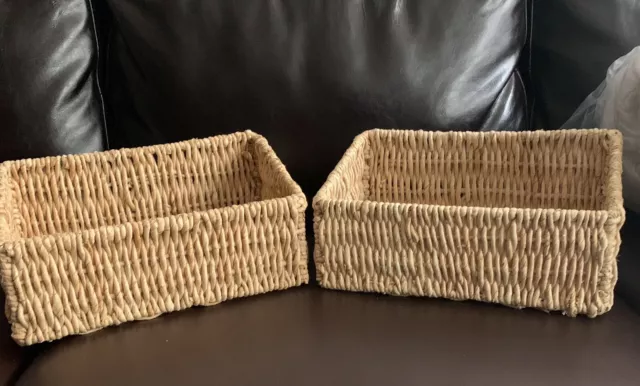 2 Rattan Slanted Storage Baskets