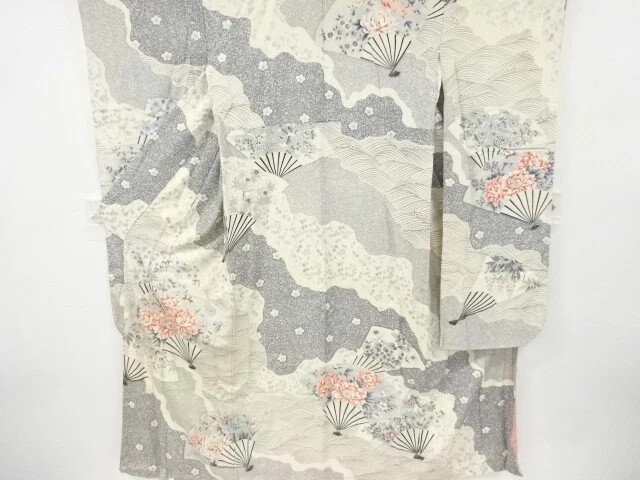 6615349: Japanese Kimono / Vintage Furisode / Embroidery / Michinagadori & Foldi