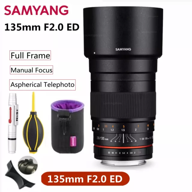 Teleobjetivo asférico Samyang 135 mm F2.0 ED fotograma completo para Canon Nikon Sony