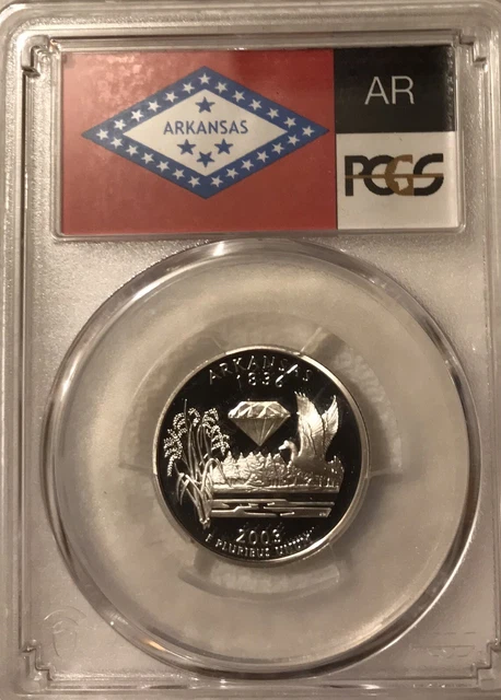 2003 S Silver Arkansas State Quarter Pcgs Pr 70 Dcam Flag  Label