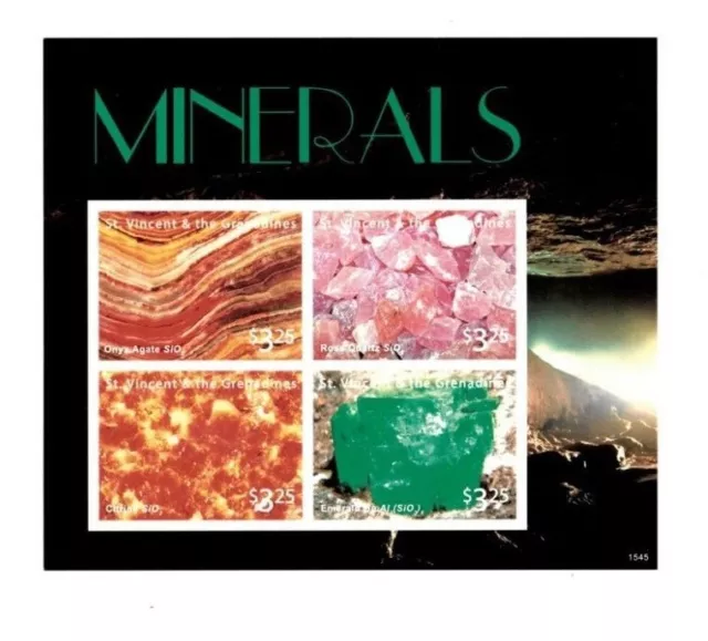 St. Vincent 2016 - Minerals - Imperf - Sheet of 4 Stamps - MNH