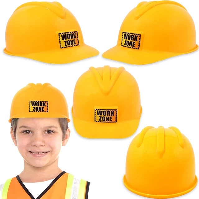 Kids Construction Hat | Yellow, Plastic Childrens Hard Hat | Toy Construction W
