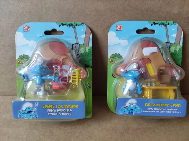 Lotto N.2 Puffi Jakks Pacific PUFFO INVENTORE e PUFFO MUSICISTA Lafig 2009 nuovi