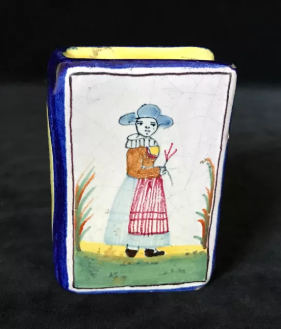 Antique French Faience CHAUFERRETTE, Rare Desvres Book shaped Hand Warmer c.1880